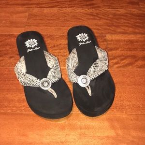 Yellow Box Wedged Flip Flop